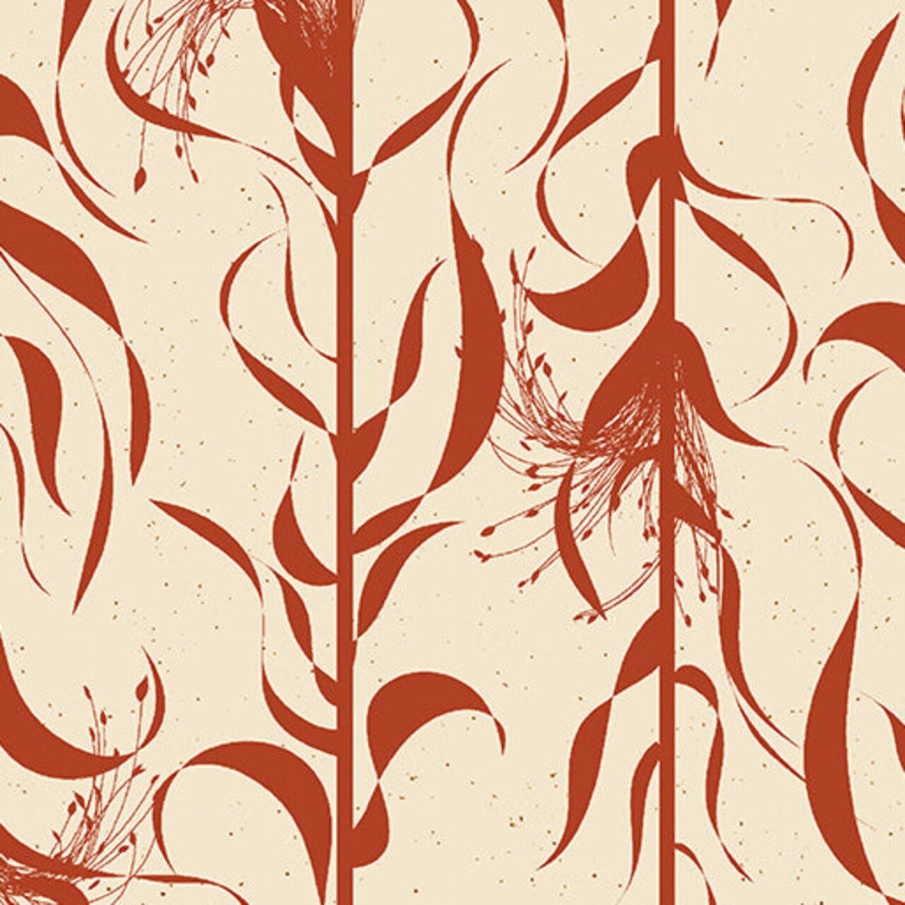 Fabric Benartex Orange/Natural Broomcorn Wishflower by the Quarter Yard 16694-37